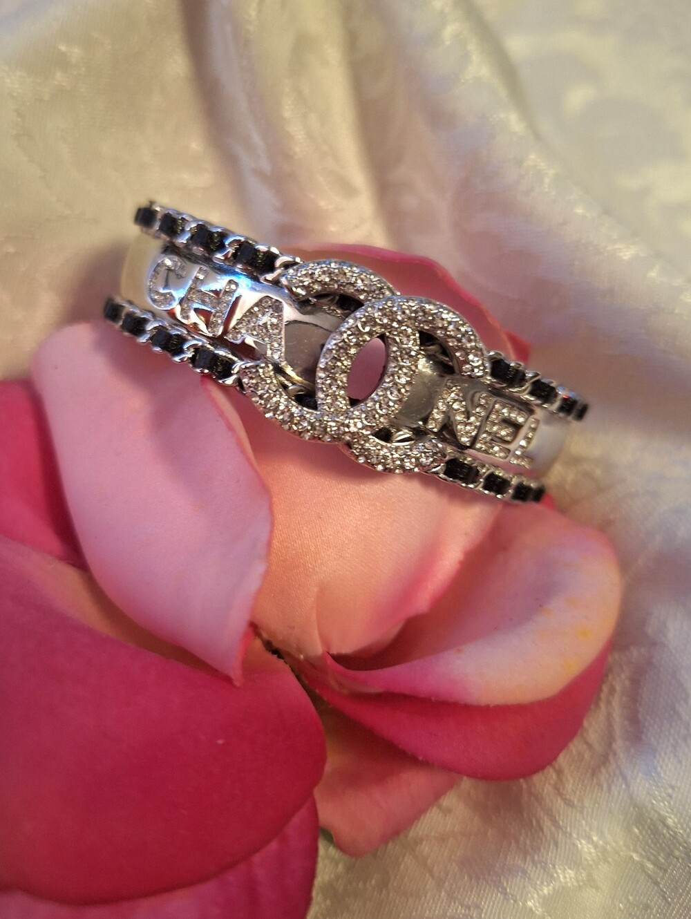 💞 CHANEL SILVER CRYSTAL BRACELET - NWOT